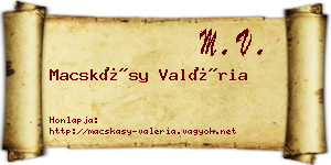 Macskásy Valéria névjegykártya