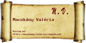 Macskásy Valéria névjegykártya